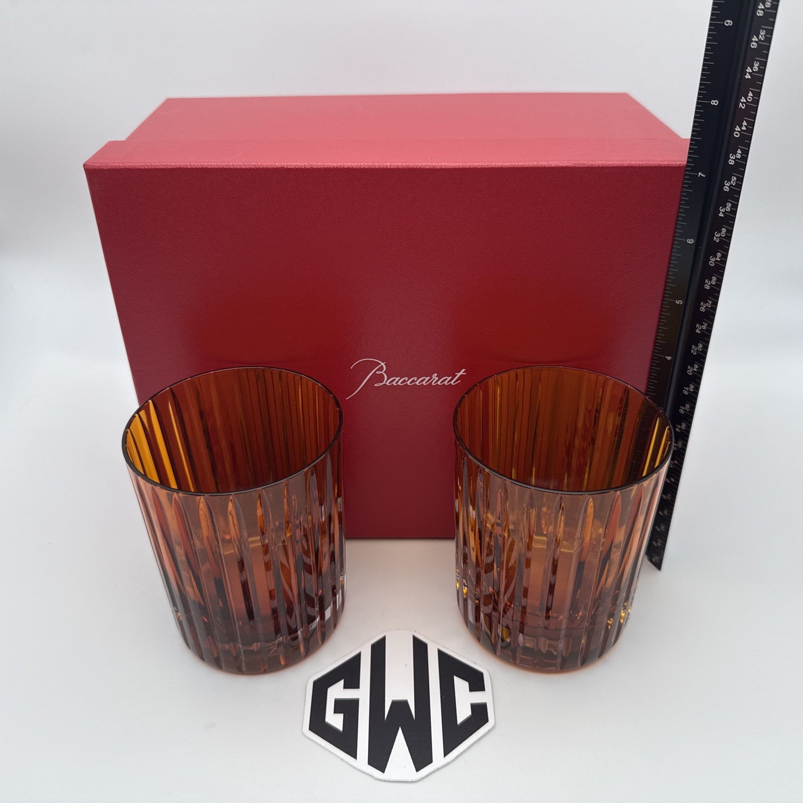Baccarat Harmonie Tumblers Colors Of Joy Orange Crystal 2 Piece Set New 2816193