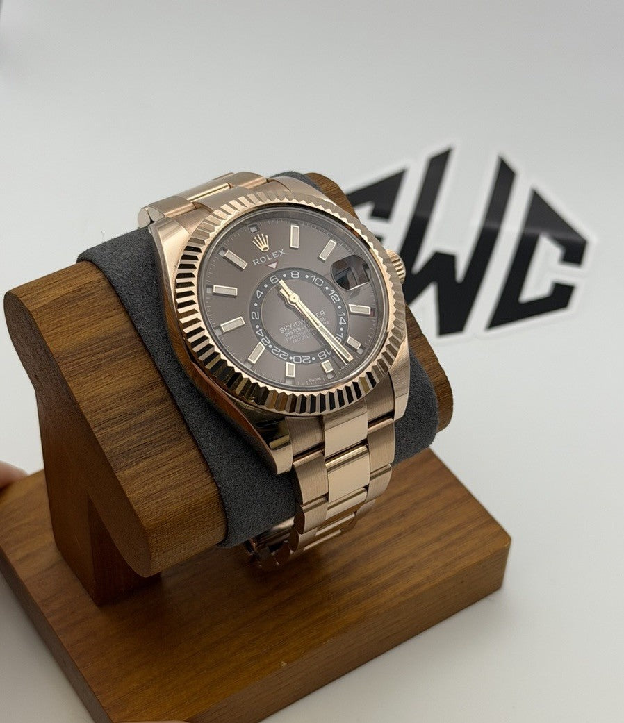 2022 Rolex Sky-Dweller 326935 Chocolate Brown 18K Gold Oyster 42mm Box Papers