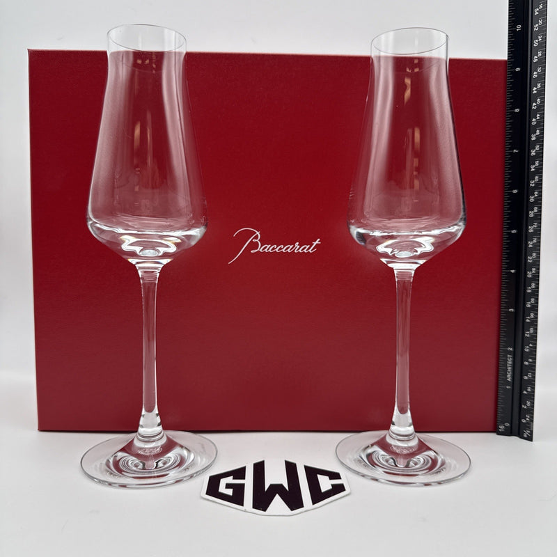 Baccarat Chateau Champagne Flutes Clear Crystal 2 Pieces 2611149 New In Box