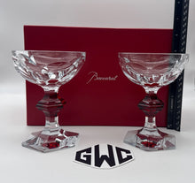 Baccarat Harcourt Red Knob Champagne Coupes Clear and Red Crystal New 2814393