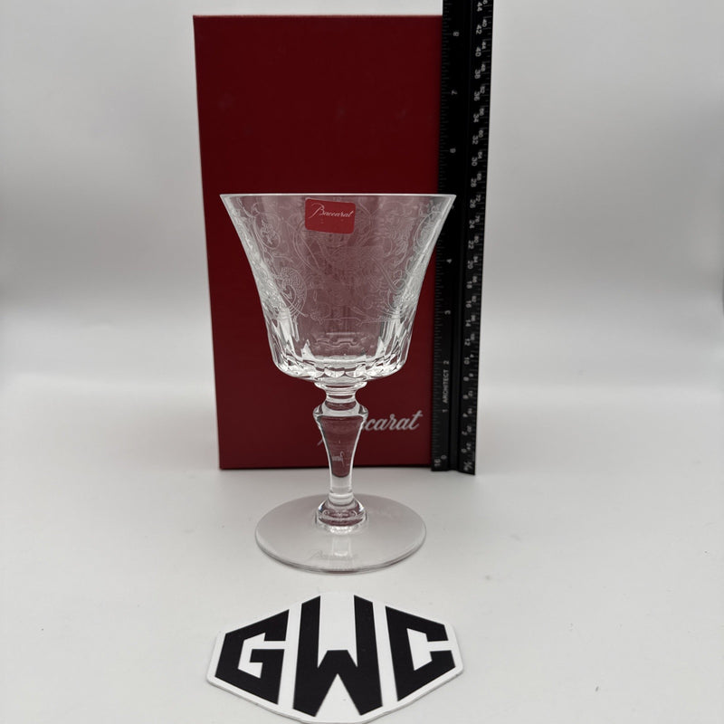 Baccarat Parme Wine Glass Etched Design Clear Crystal New In Box 1516103