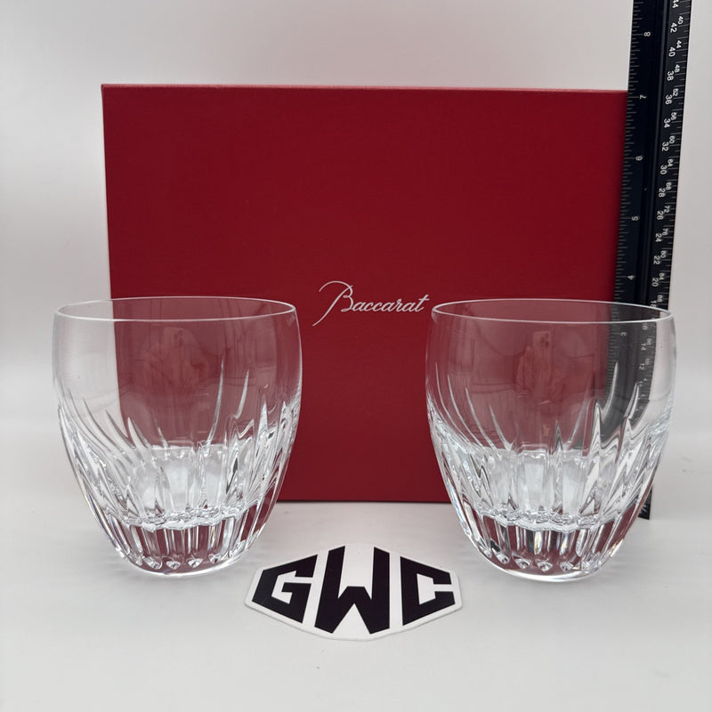 Baccarat Massena Tumblers Clear Crystal Set Of 2 New In Box Sealed 2811295