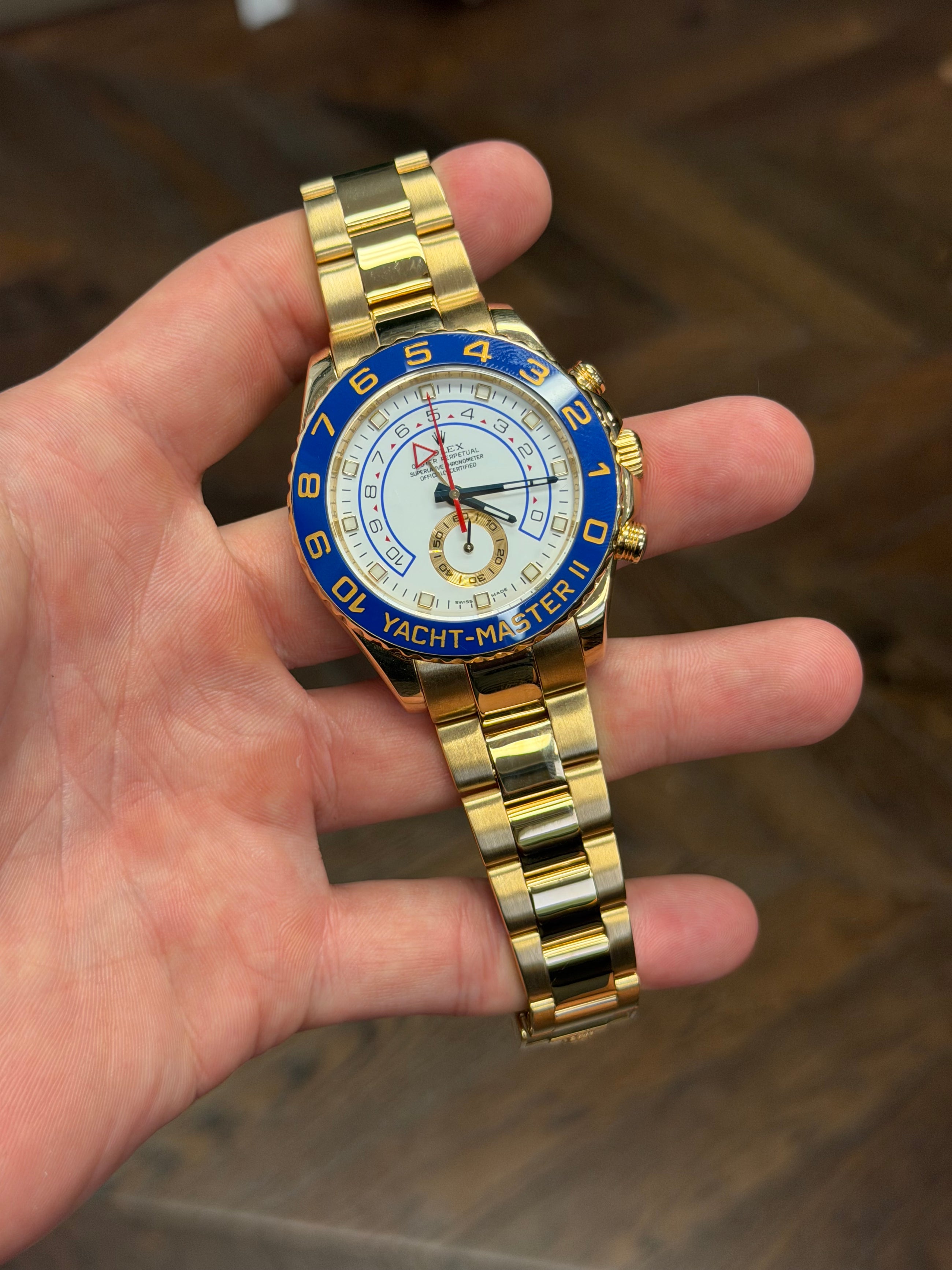 Yachtmaster 116688 Blue Hands Complete Yellow Gold