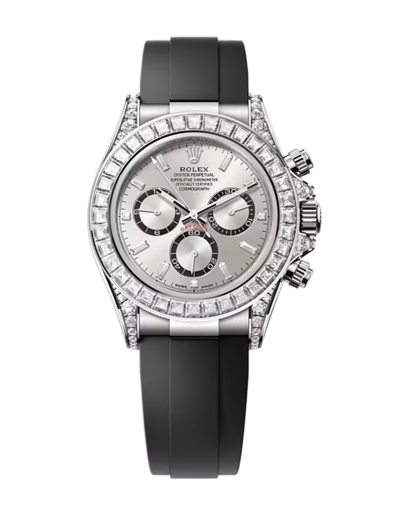 Rolex Cosmograph Daytona 126539 Baguette Diamond Silver 40mm Oysterflex White Gold