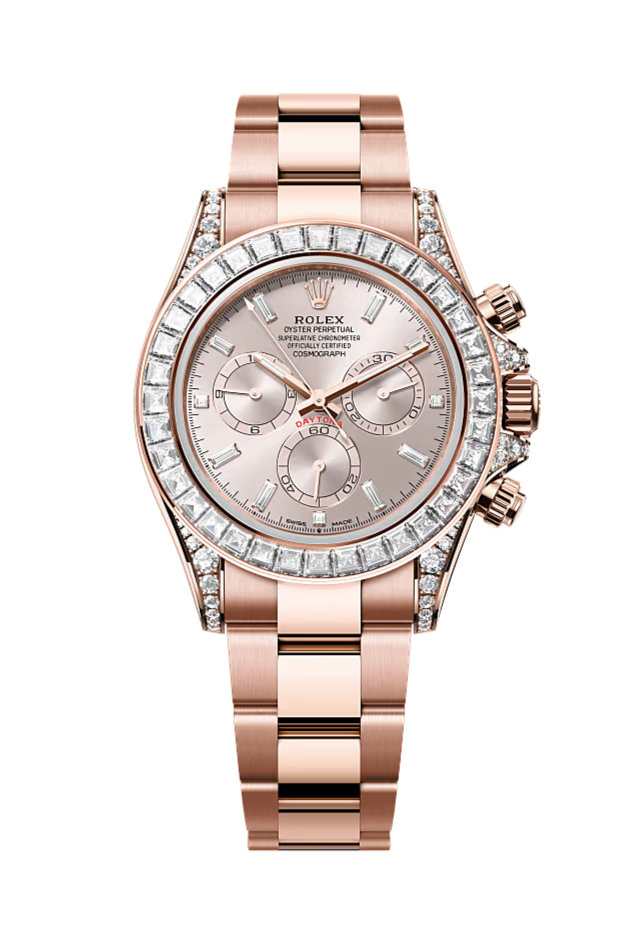 Rolex Cosmograph Daytona 126595 Baguette Diamond Sundust 40mm Oyster Rose Gold