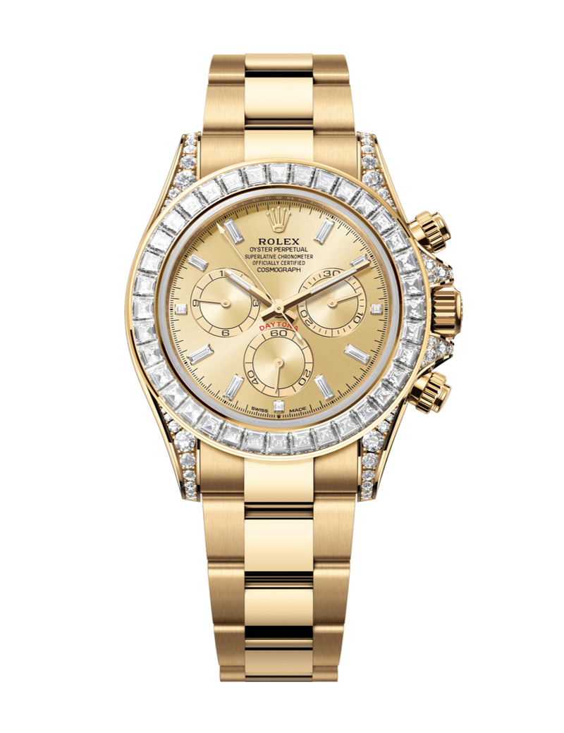 Rolex Cosmograph Daytona 126598 Baguette Diamond Champagne 40mm Oyster Yellow Gold