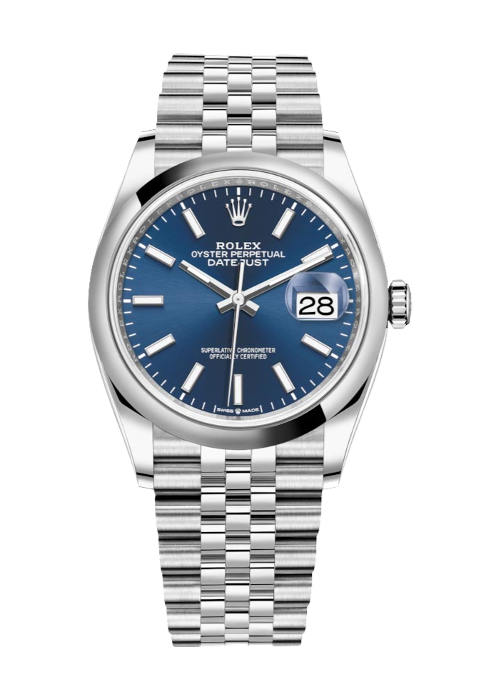 Rolex Datejust 126200 Blue Index Domed 36mm Jubilee Stainless Steel