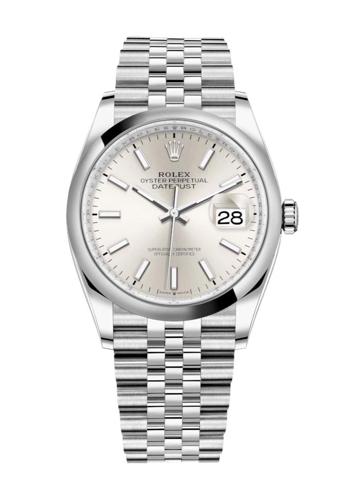 Rolex Datejust 126200 Silver Index Domed 36mm Jubilee Stainless Steel