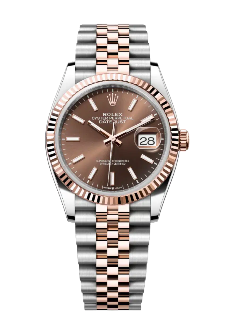 Rolex Datejust 126231 Chocolate Index Fluted 36mm Jubilee Rose Gold / Stainless Steel