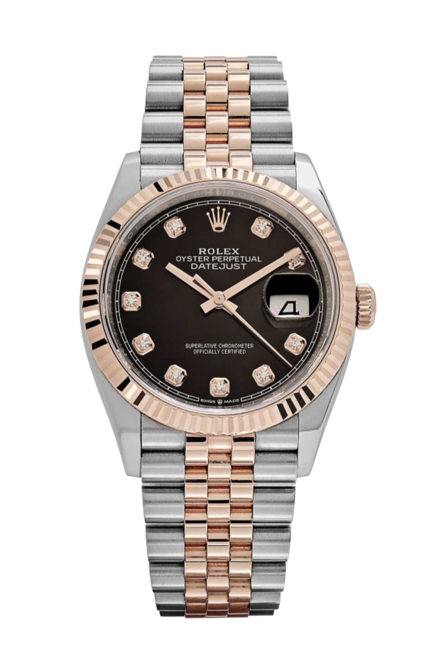Rolex Datejust 126231 Diamond Black Fluted 36mm Jubilee Rose Gold / Stainless Steel