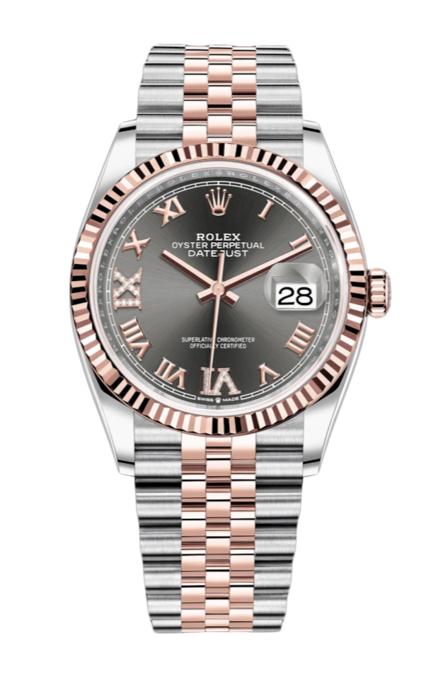 Rolex Datejust 126231 Diamond Slate Fluted 36mm Jubilee Rose Gold / Stainless Steel