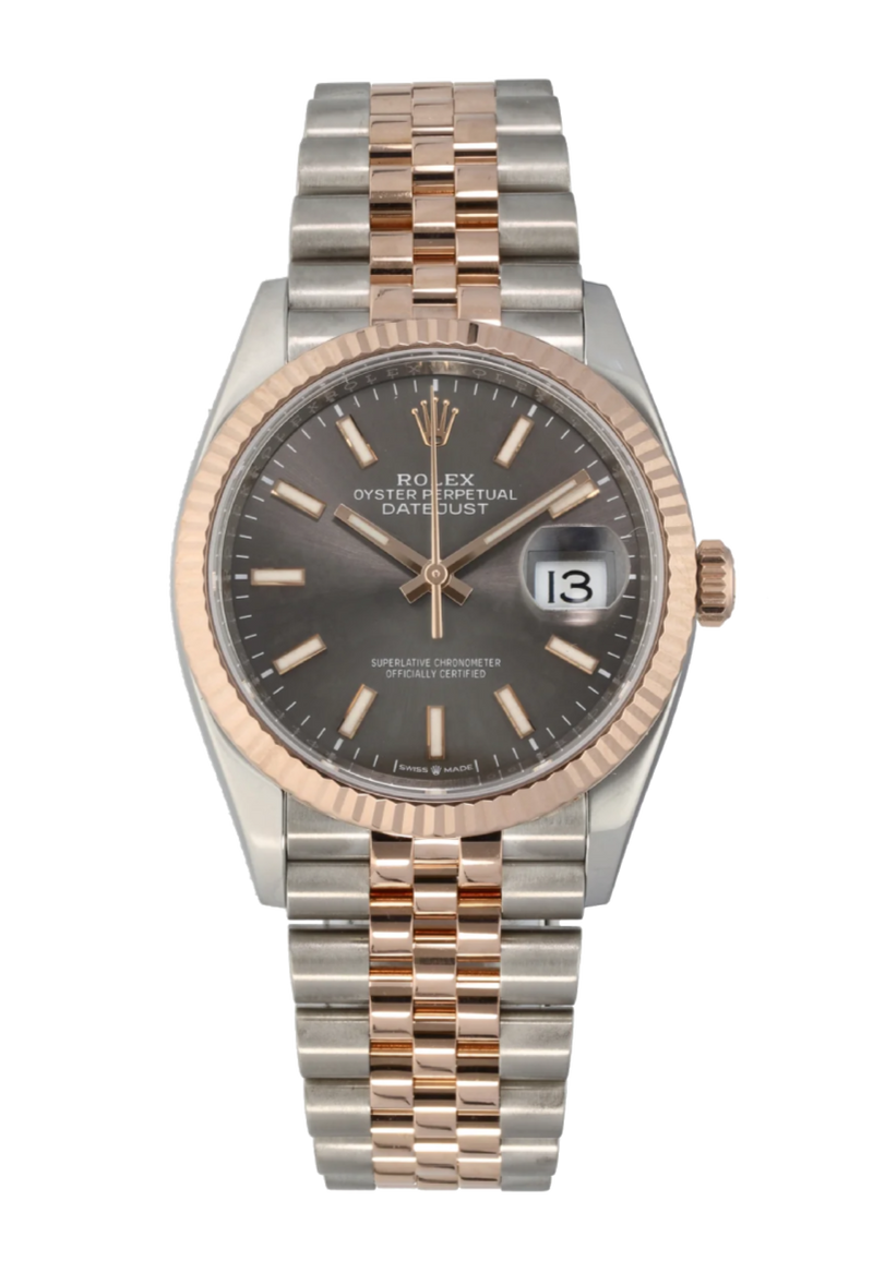 Rolex Datejust 126231 Slate Index Fluted 36mm Jubilee Rose Gold / Stainless Steel