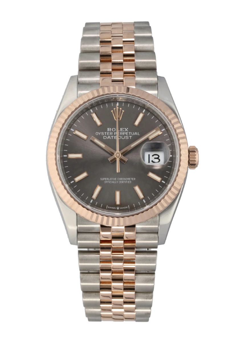 Rolex Datejust 126231 Slate Index Fluted 36mm Jubilee Rose Gold / Stainless Steel