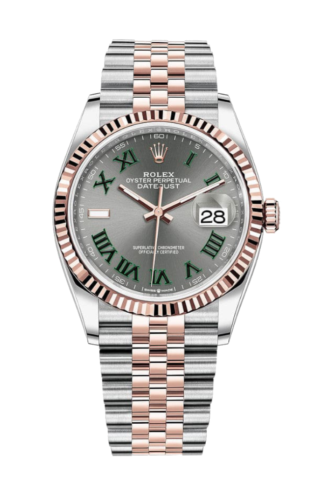 Rolex Datejust 126231 Slate Wimbledon Fluted 36mm Jubilee Rose Gold / Stainless Steel