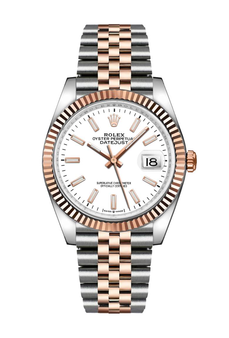 Rolex Datejust 126231 White Index Fluted 36mm Jubilee Rose Gold / Stainless Steel