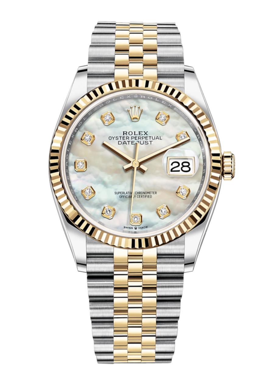 Rolex Datejust 126233 Diamond Mother Of Pearl Fluted 36mm Jubilee Yellow Gold / Stainless Steel