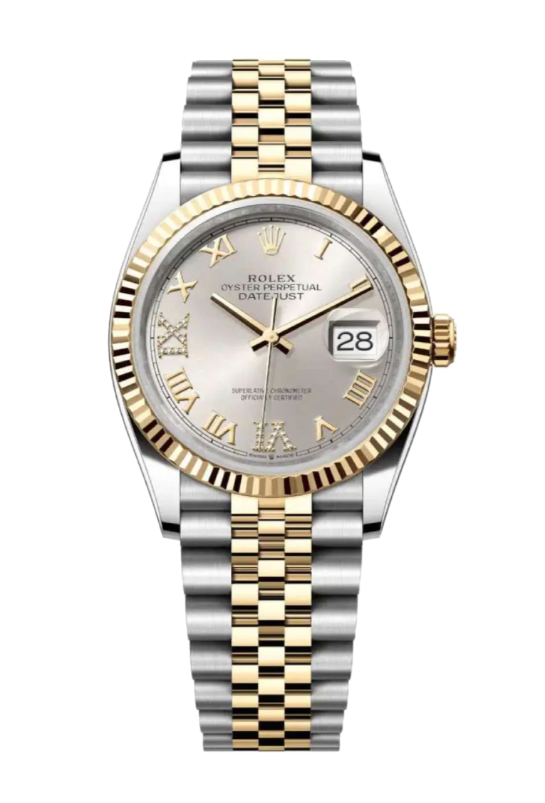 Rolex Datejust 126233 Diamond Silver Fluted 36mm Jubilee Yellow Gold / Stainless Steel