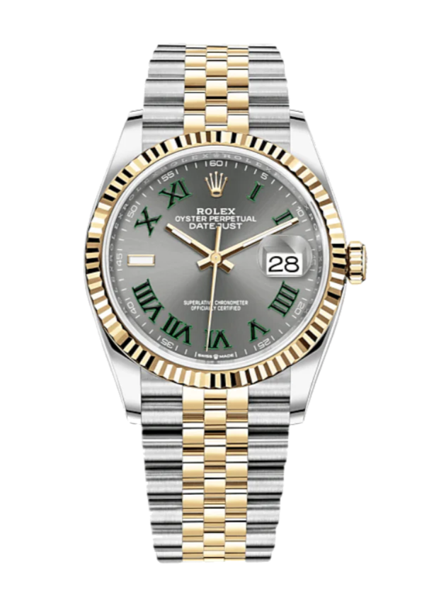 Rolex Datejust 126233 Slate Wimbledon Fluted 36mm Jubilee Yellow Gold / Stainless Steel