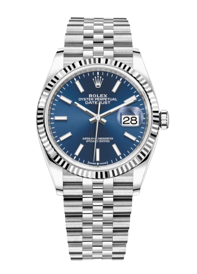 Rolex Datejust 126234 Blue Index Fluted 36mm Jubilee Stainless Steel