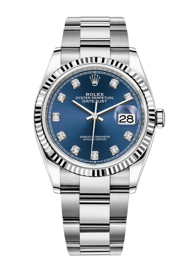 Rolex Datejust 126234 Diamond Blue Fluted 36mm Oyster Stainless Steel