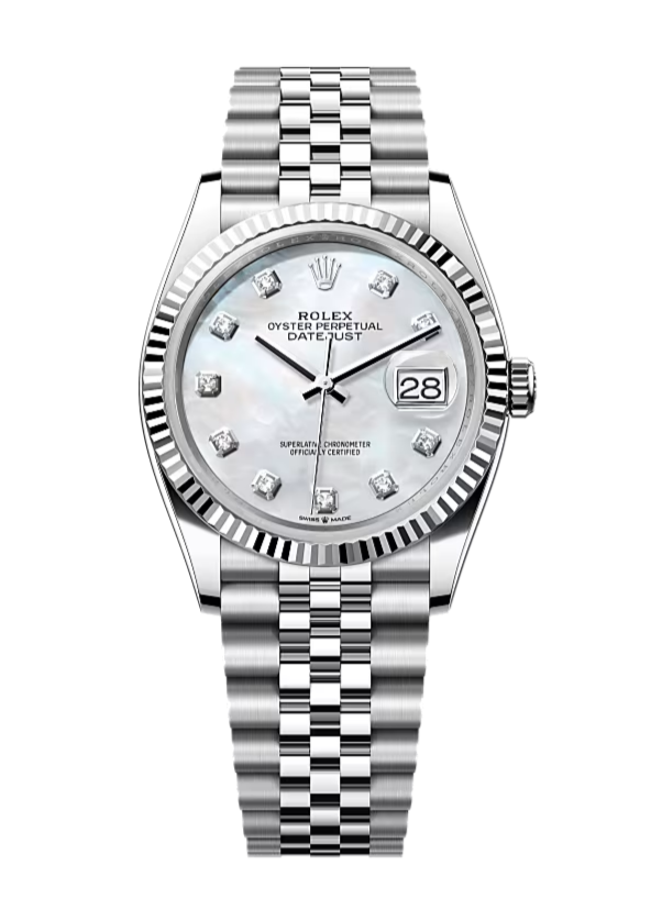 Rolex Datejust 126234 Diamond Mother Of Pearl Fluted 36mm Jubilee Stainless Steel