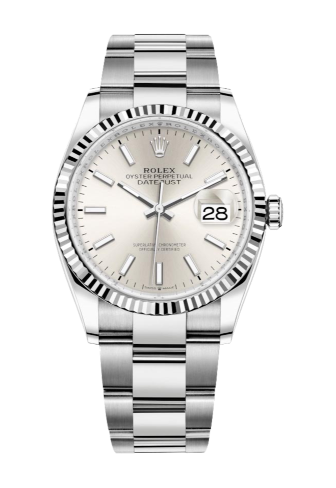 Rolex Datejust 126234 Silver Index Fluted 36mm Oyster Stainless Steel