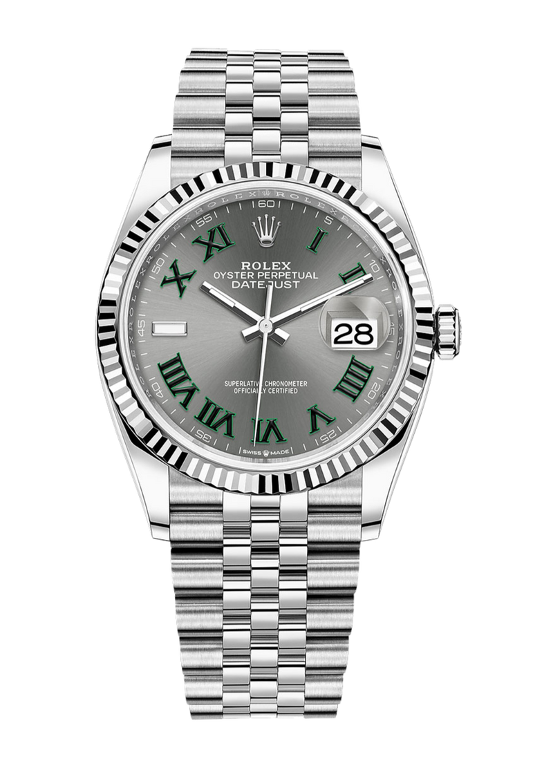 Rolex Datejust 126234 Slate Wimbledon Fluted 36mm Jubilee Stainless Steel