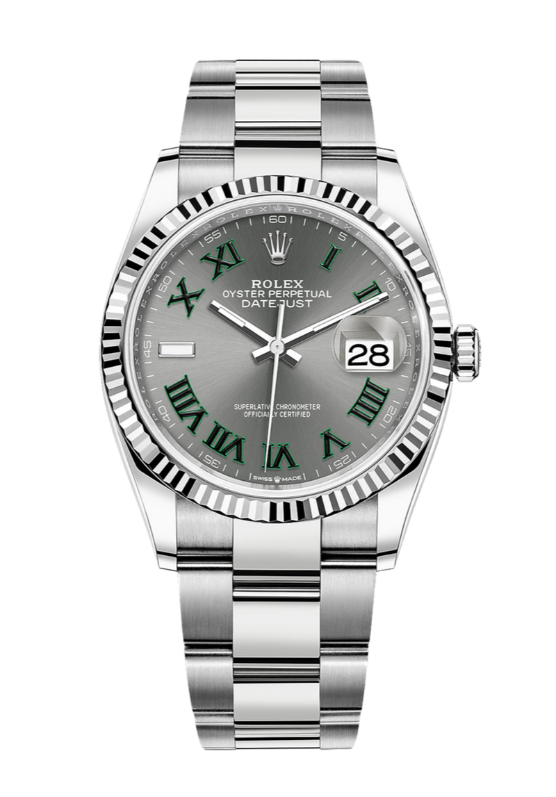 Rolex Datejust 126234 Slate Wimbledon Fluted 36mm Oyster Stainless Steel
