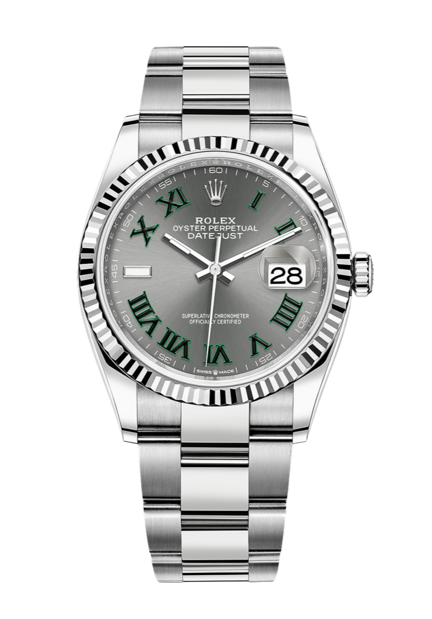 Rolex Datejust 126234 Slate Wimbledon Fluted 36mm Oyster Stainless Steel