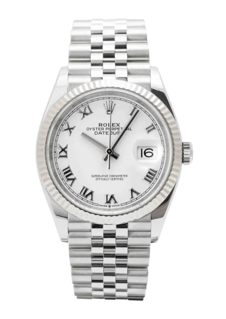 Rolex Datejust 126234 White Roman Fluted 36mm Jubilee Stainless Steel