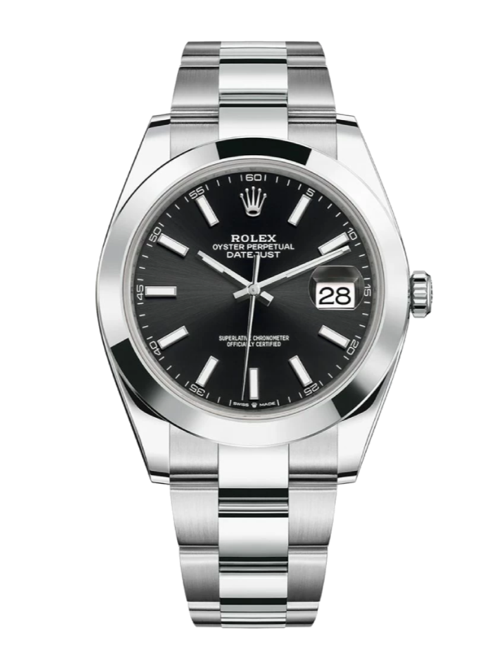 Rolex Datejust 126300 Black Stick Smooth 41mm Oyster Stainless Steel