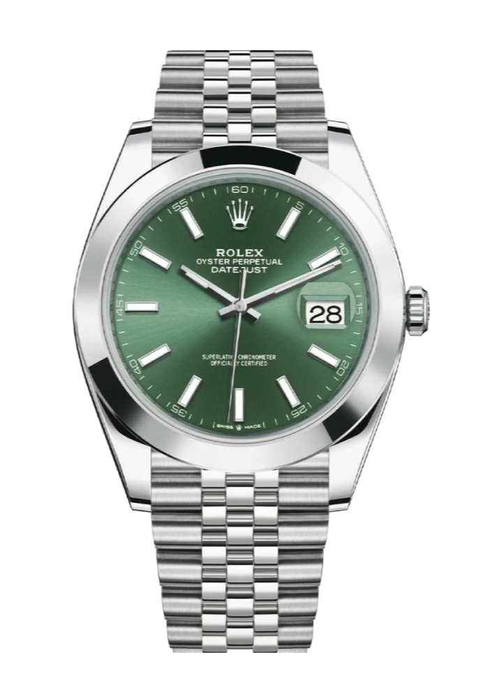 Rolex Datejust 126300 Green Stick Smooth 41mm Jubilee Stainless Steel