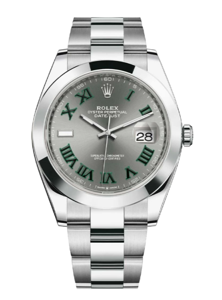 Rolex Datejust 126300 Slate Wimbledon Stick Smooth 41mm Oyster Stainless Steel