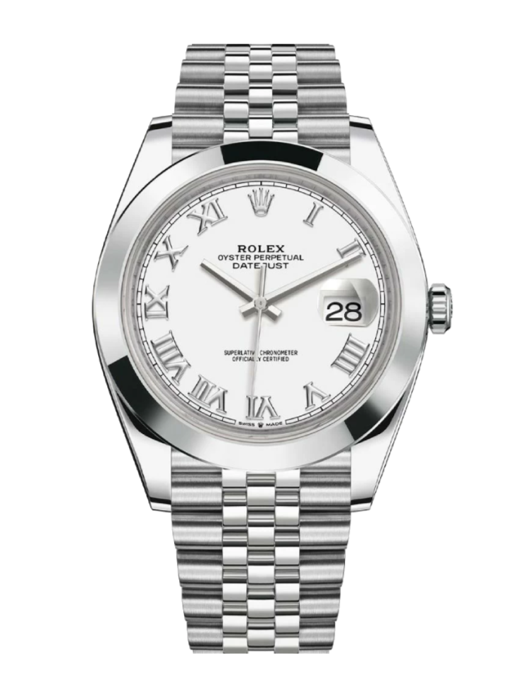 Rolex Datejust 126300 White Roman Smooth 41mm Jubilee Stainless Steel