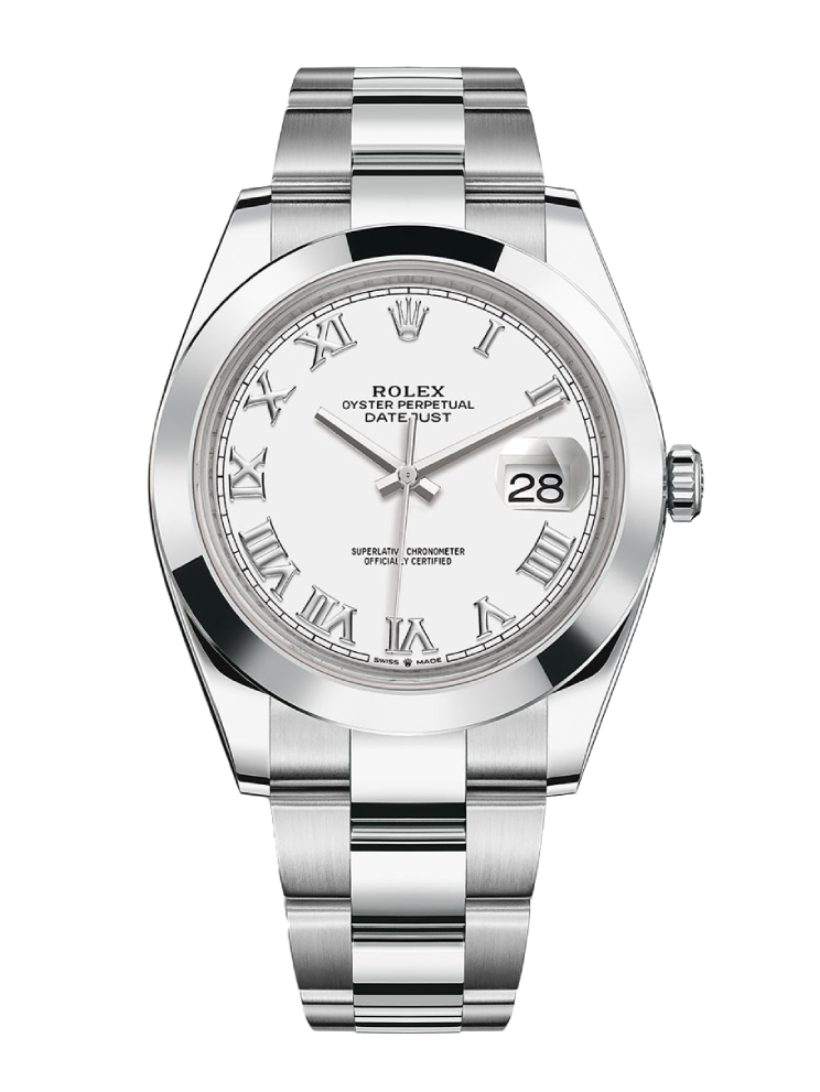 Rolex Datejust 126300 White Roman Smooth 41mm Oyster Stainless Steel