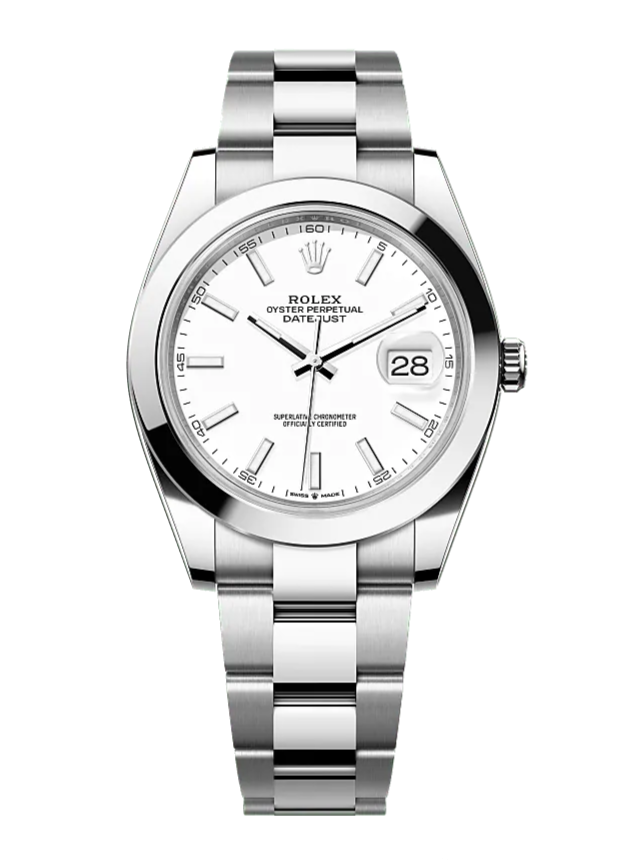 Rolex Datejust 126300 White Stick Smooth 41mm Oyster Stainless Steel