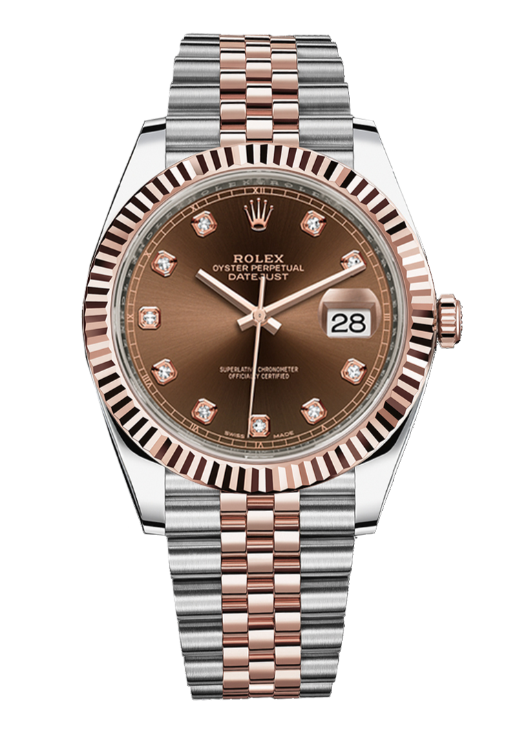 Rolex Datejust 126331 Diamond Chocolate Fluted 41mm Jubilee Rose Gold / Stainless Steel