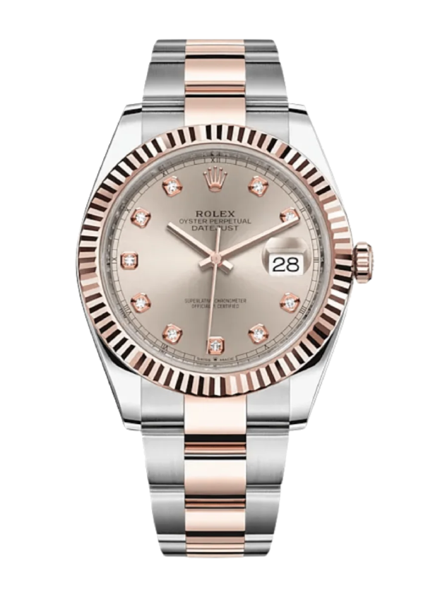 Rolex Datejust 126331 Diamond Sundust Fluted 41mm Oyster Rose Gold / Stainless Steel