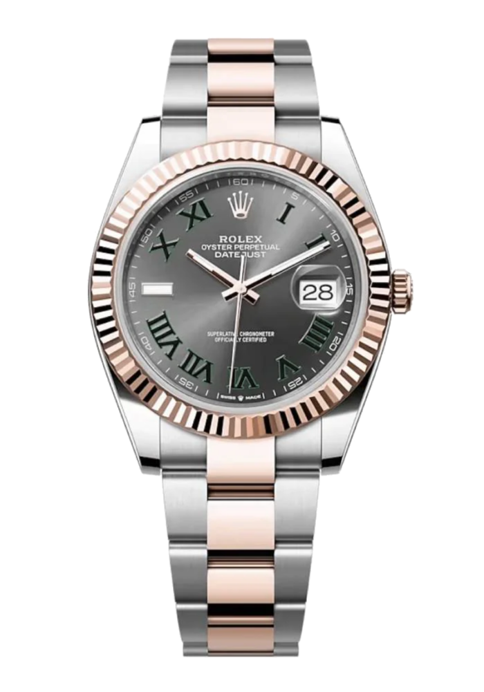 Rolex Datejust 126331 Slate Wimbledon Fluted 41mm Oyster Rose Gold / Stainless Steel
