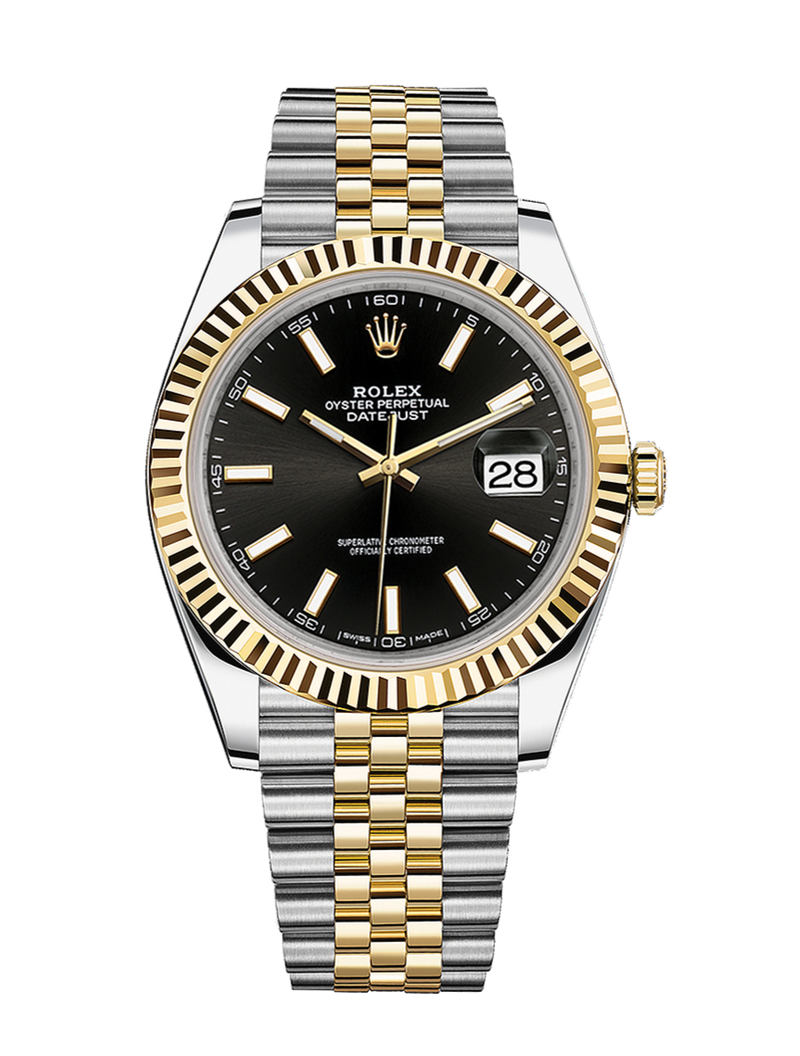 Rolex Datejust 126333 Black Stick Fluted 41mm Jubilee Yellow Gold / Stainless Steel