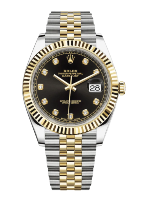 Rolex Datejust 126333 Diamond Black Fluted 41mm Jubilee Yellow Gold / Stainless Steel