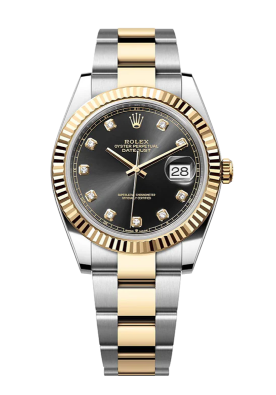 Rolex Datejust 126333 Diamond Black Fluted 41mm Oyster Yellow Gold / Stainless Steel