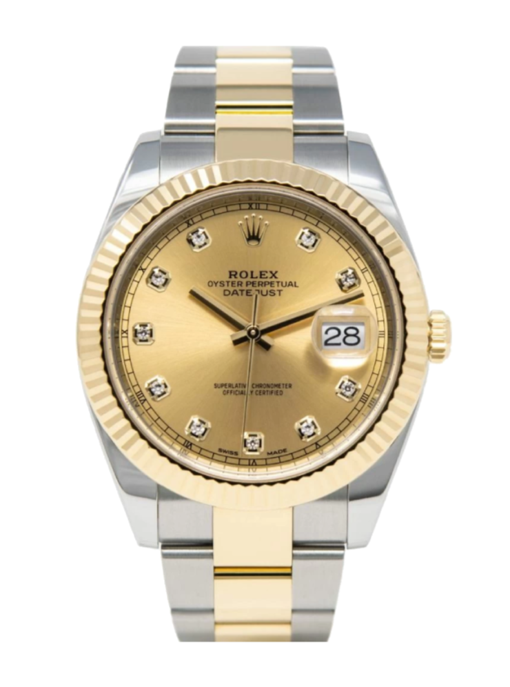 Rolex Datejust 126333 Diamond Champagne Fluted 41mm Oyster Yellow Gold / Stainless Steel
