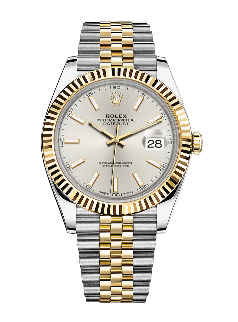 Rolex Datejust 126333 Silver Stick Fluted 41mm Jubilee Yellow Gold / Stainless Steel