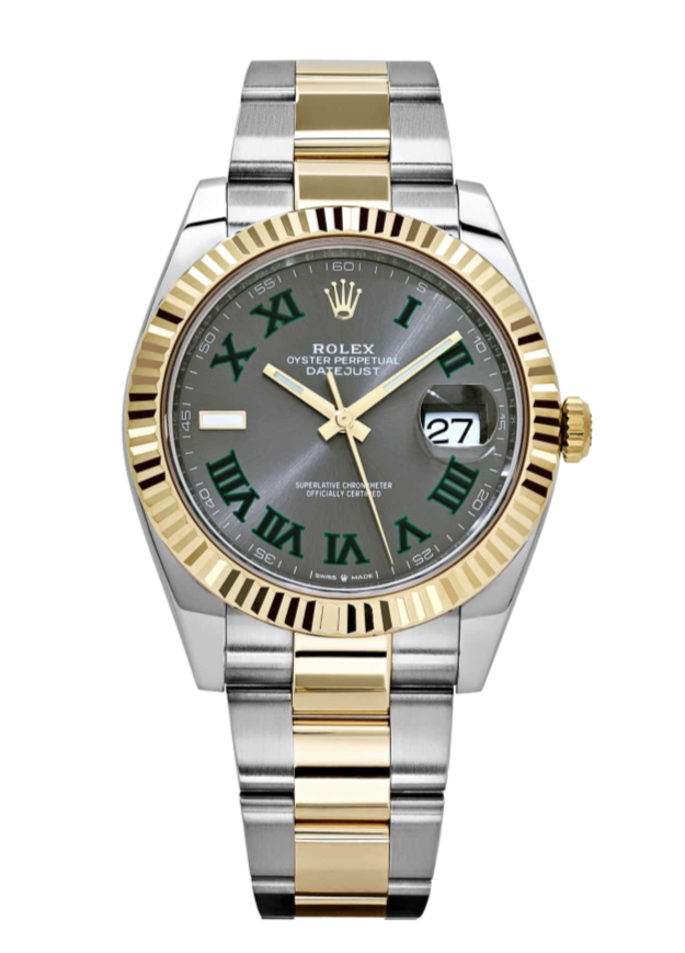 Rolex Datejust 126333 Slate Wimbledon Fluted 41mm Oyster Yellow Gold / Stainless Steel