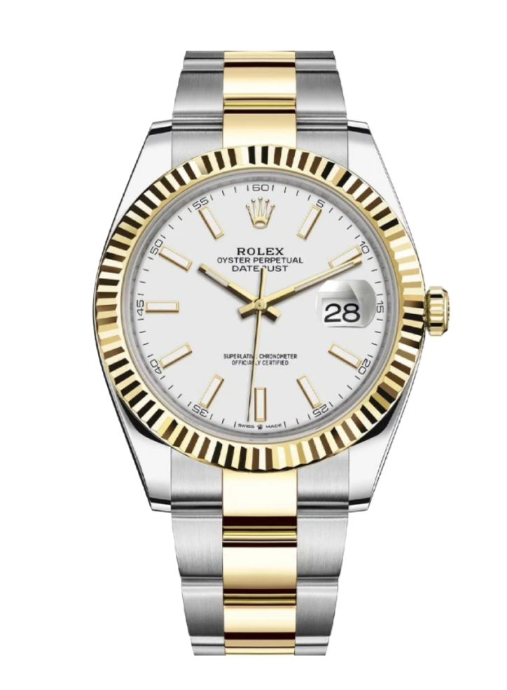 Rolex Datejust 126333 White Stick Fluted 41mm Oyster Yellow Gold / Stainless Steel