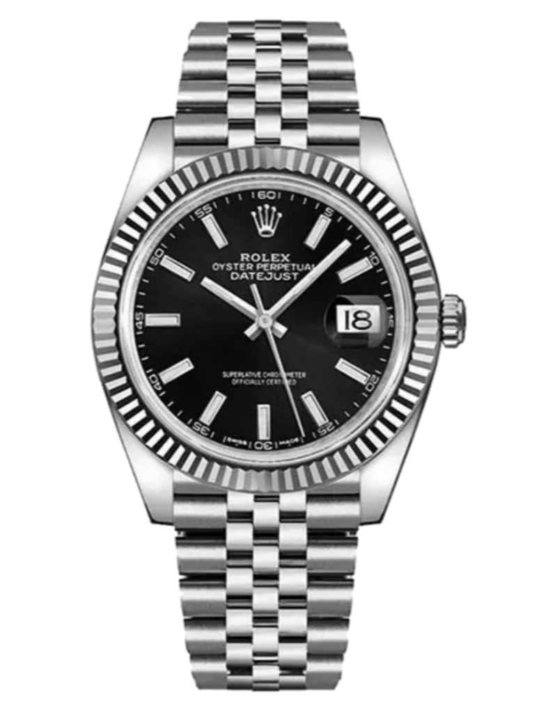 Rolex Datejust 126334 Black Stick Fluted 41mm Jubilee Stainless Steel