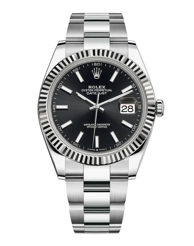Rolex Datejust 126334 Black Stick Fluted 41mm Oyster Stainless Steel