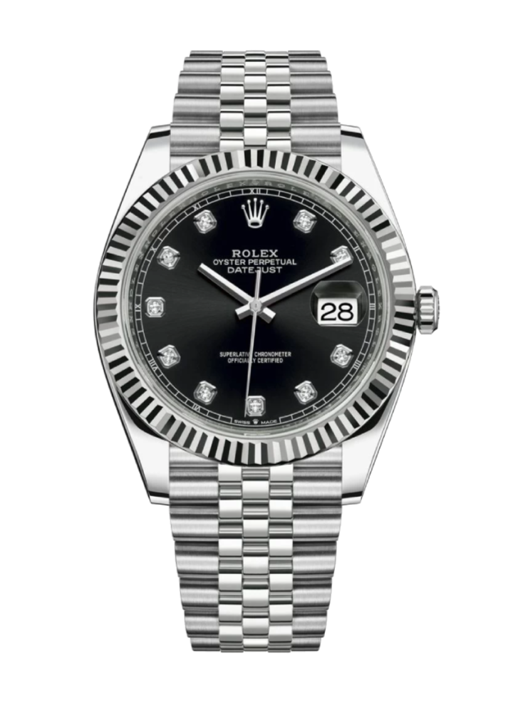 Rolex Datejust 126334 Diamond Black Fluted 41mm Jubilee Stainless Steel