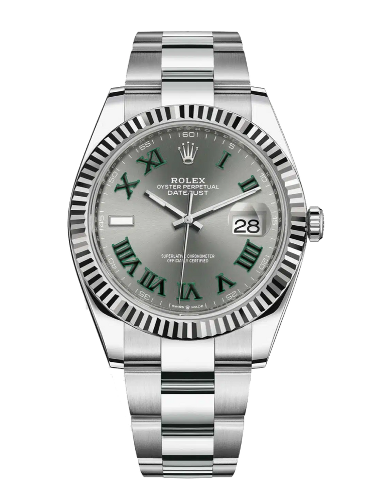 Rolex Datejust 126334 Slate Wimbledon Fluted 41mm Oyster Stainless Steel